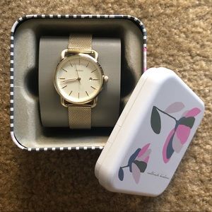 NWT Fossil Gold Stainless Steel Mesh Watch 34mm